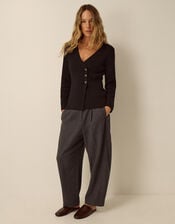 Saf V-Neck Crossover Cardigan, Black (BLACK), large