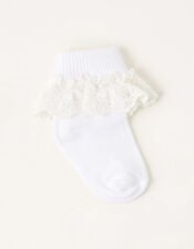 Baby Flower Lace Socks, White (WHITE), large