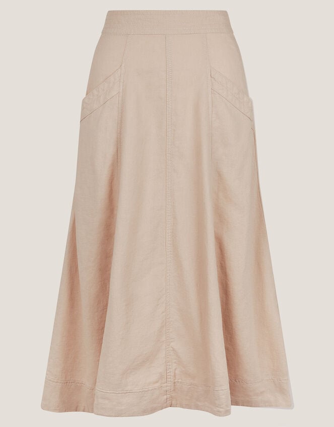 Harper Linen A-Line Midi Skirt, Natural (NATURAL), large