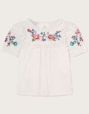 Boutique Embroidered Top, Ivory (IVORY), large