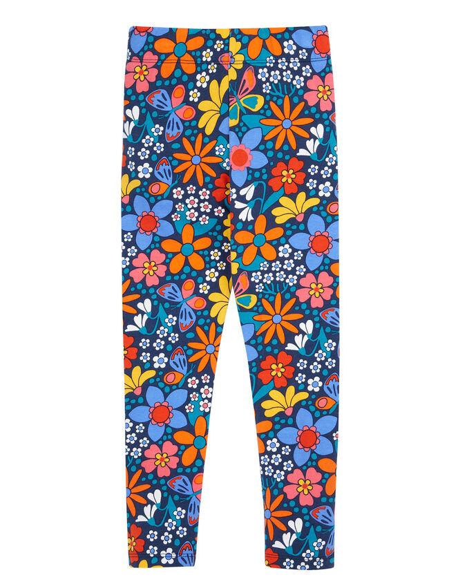 Frugi Leona Printed Leggings, Blue (NAVY), large