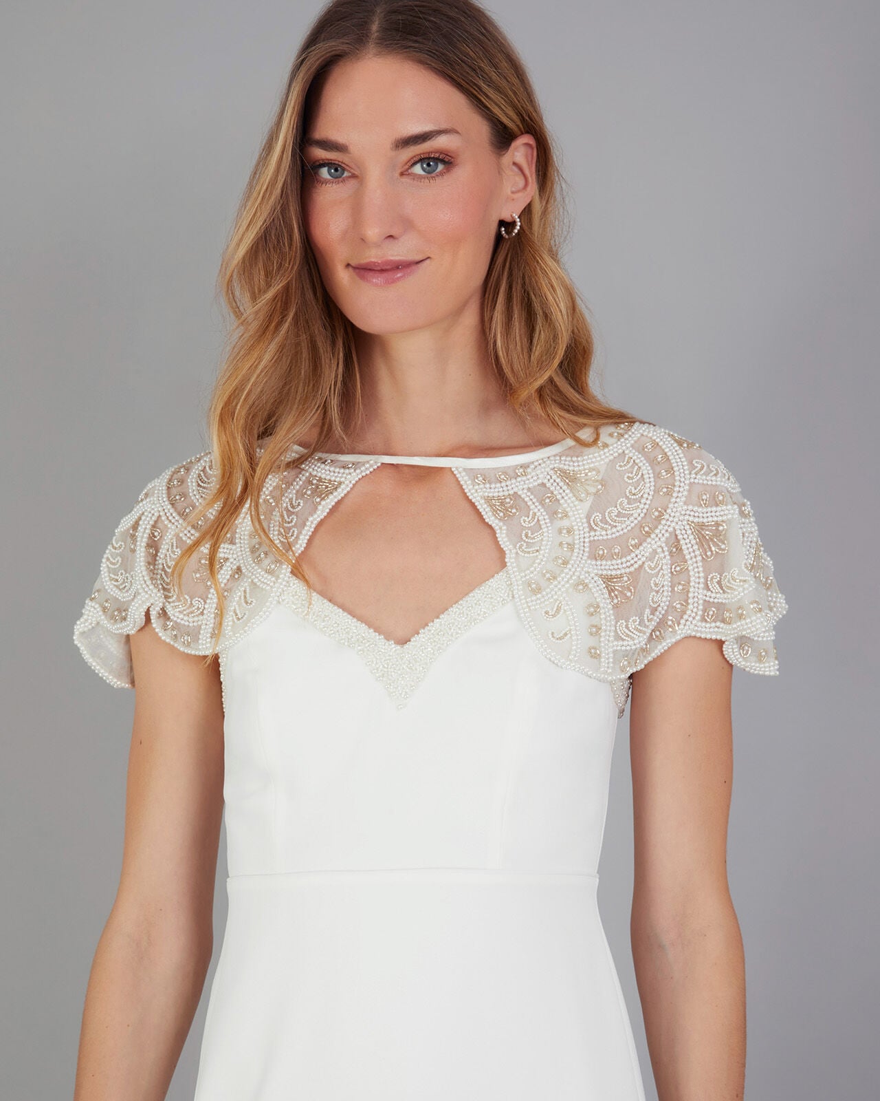 Embellished Bridal Shoulder Cape Ivory