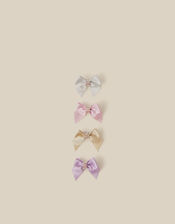 4-Pack Mini Ribbon Bow Hair Clips, , large