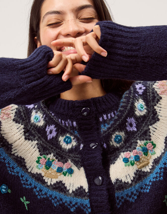 Hali Floral Handknit Cardigan , , large