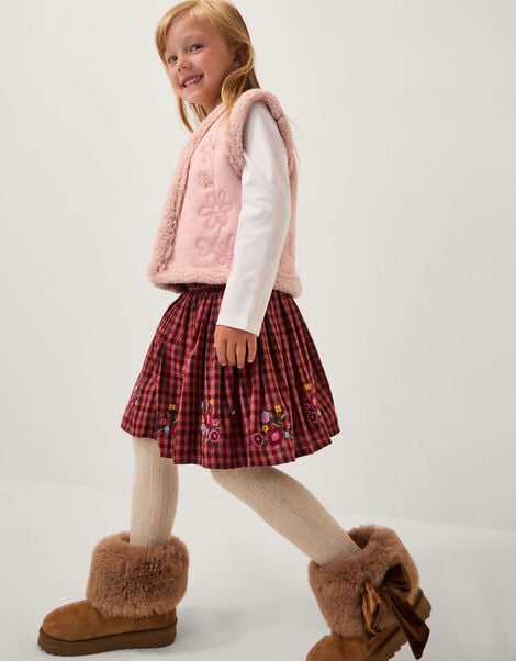 Floral Embellished Suedette Gilet, Pink (PINK), large