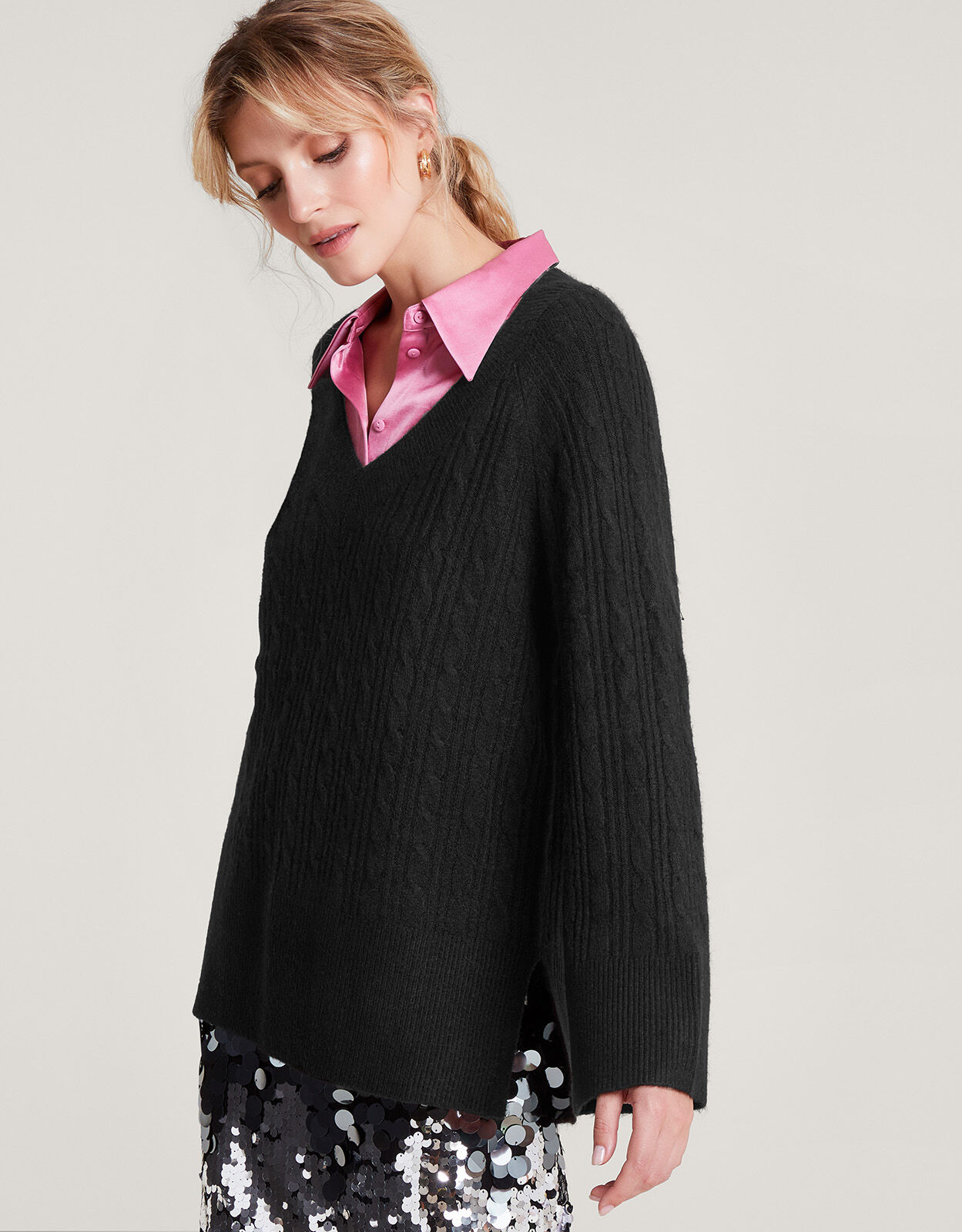 Longline black cheap jumper womens