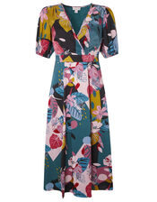 Rhi Rhi Printed Tea Dress, Teal (TEAL), large