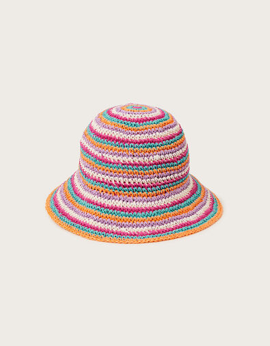 Stripe Raffia Bucket Hat, , large