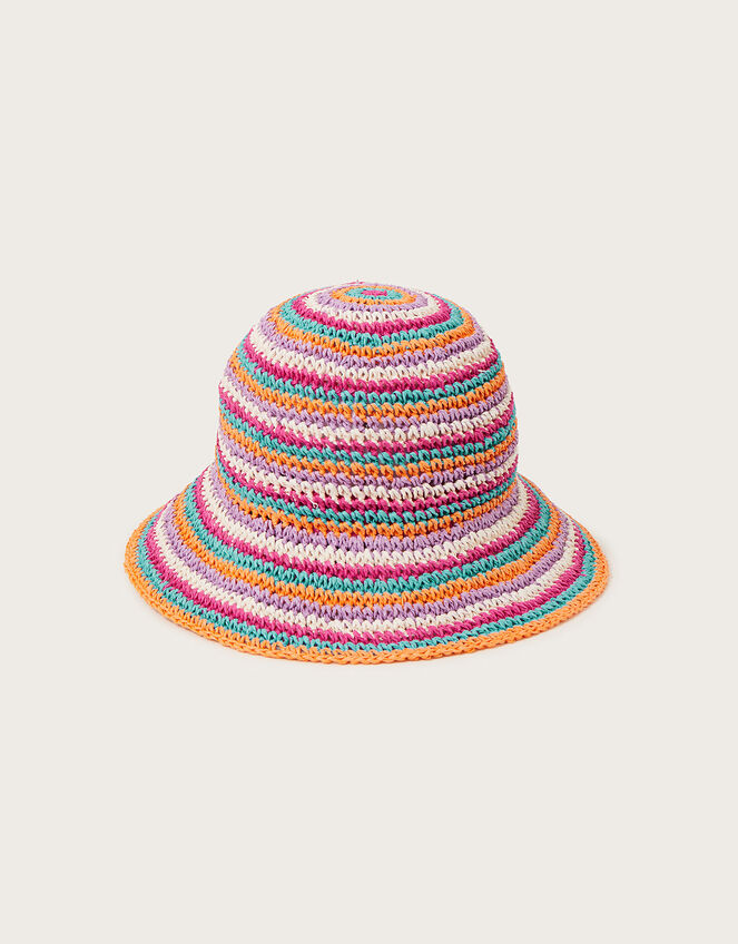 Stripe Raffia Bucket Hat, , large