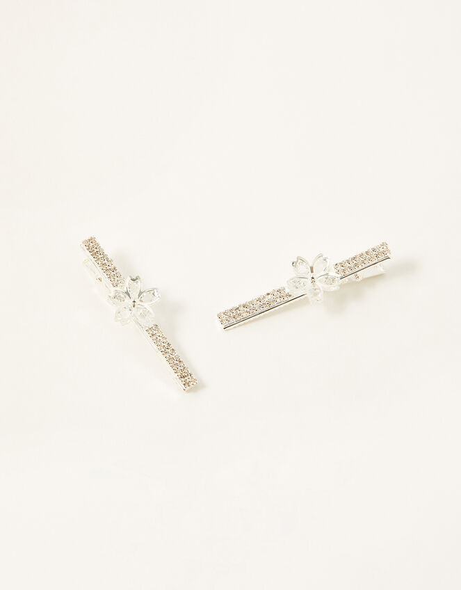 Diamante Flower Hair Clip Twinset, , large