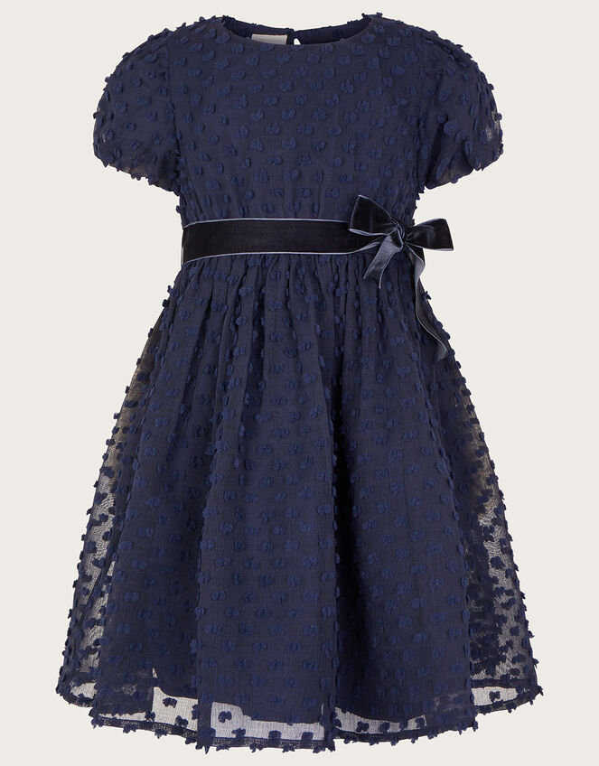 Fancy Textured Dress	, Blue (NAVY), large