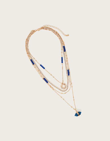 Layered Stone Charm Necklace, , large