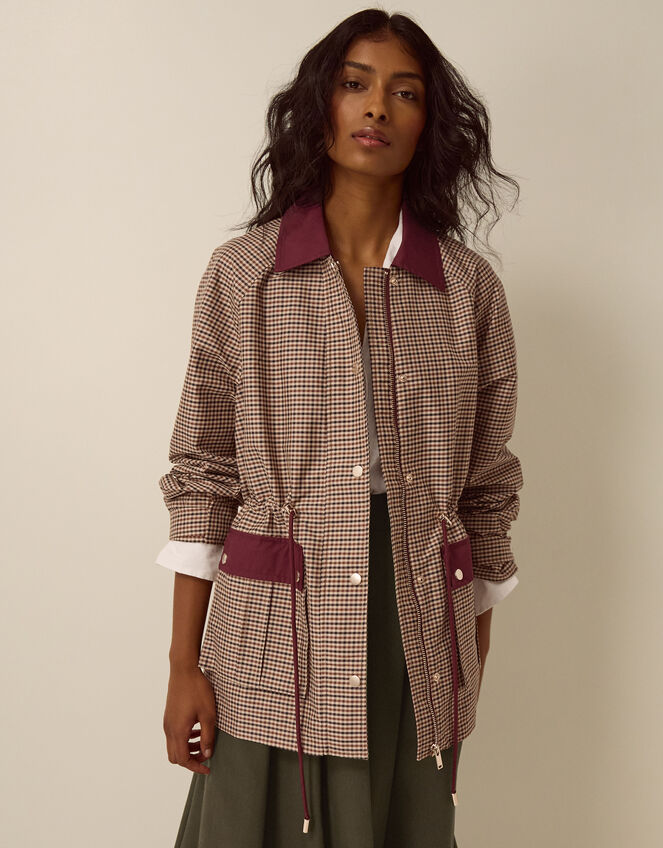 Lola Check Barn Jacket, Brown (BROWN), large
