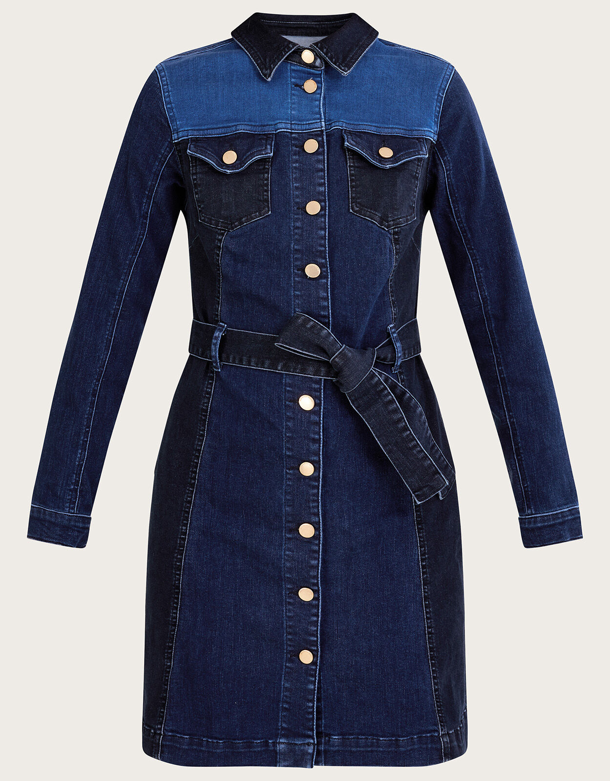 Patched Denim Dress Blue Day Dresses Monsoon Global