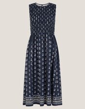 Deniz Sleeveless Floral Midi Dress, Blue (NAVY), large