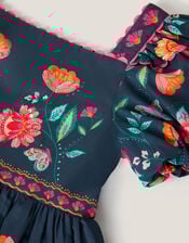 Aurelia Floral Print Dress , Blue (NAVY), large