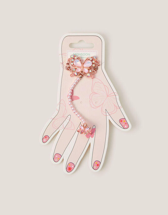 Butterfly Linked Bracelet & Ring Set, Pink (PINK), large