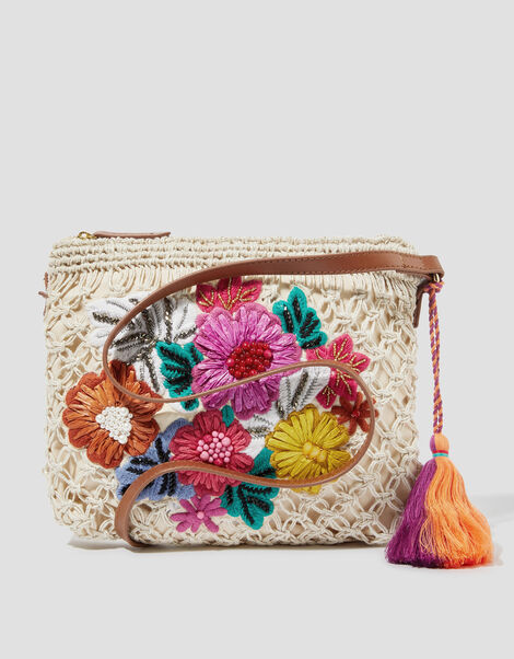 Zoe Embroidered Crochet Crossbody Bag, , large