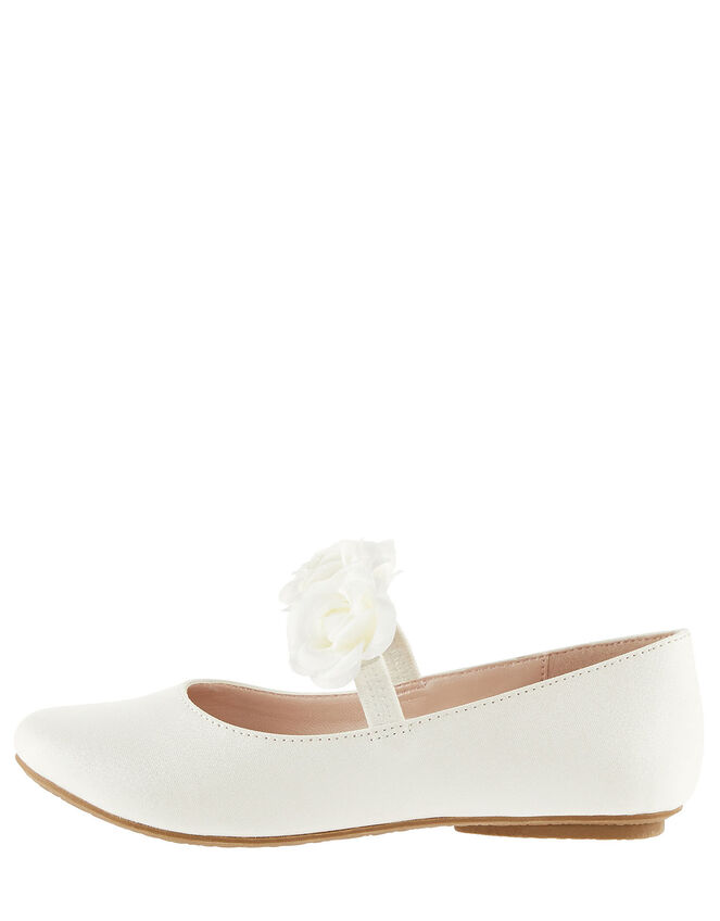 Shimmer Corsage Ballerina Flats, Ivory (IVORY), large