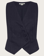 Paige Pinstripe Waistcoat, Blue (NAVY), large