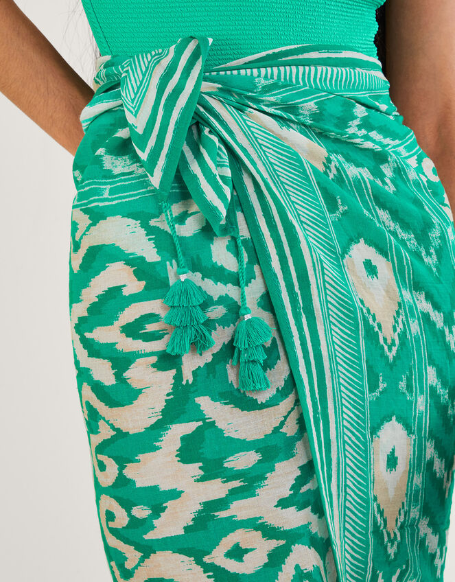 Ikat Print Sarong, Green (GREEN), large