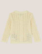 Floral Embroidered Crochet Cardigan, Ivory (IVORY), large