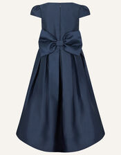 Katharine Duchess Twill High-Low Dress, Blue (NAVY), large