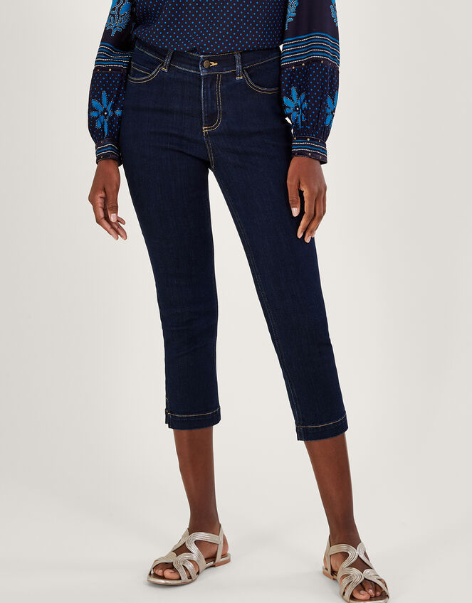 Idabella Crop Skinny Jeans with Recycled Polyester , Blue (INDIGO), large