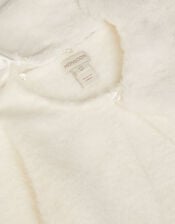 Faux Fur Collar Cardigan, Ivory (IVORY), large