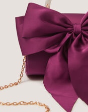 Satin Bow Bag, Red (BURGUNDY), large