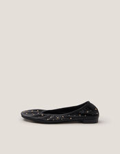 Mila Leather Stud Ballet Pumps, Black (BLACK), large