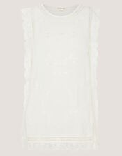 Taylor Sleeveless Embroidered Lace Top, White (WHITE), large