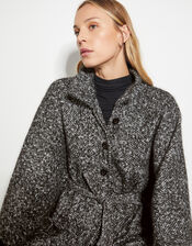Kiri Belted Tweed Poncho Coat, , large