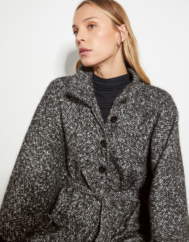 Kiri Belted Tweed Poncho Coat, , large
