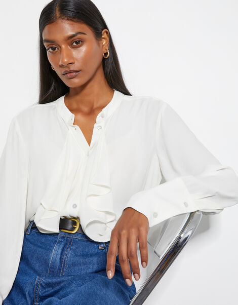 Bella Frill Blouse , Ivory (IVORY), large