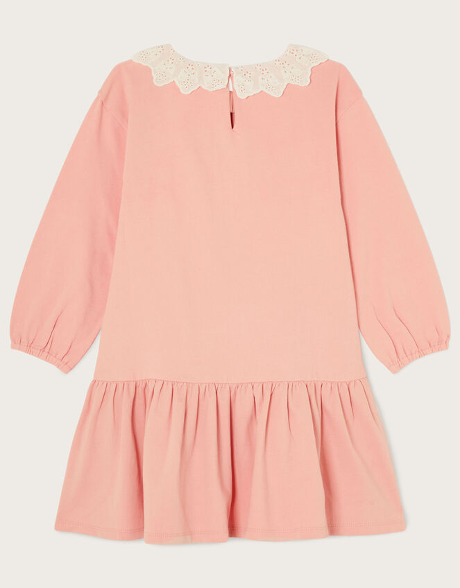 Butterfly Collar Sweat Dress, Pink (DUSKY PINK), large