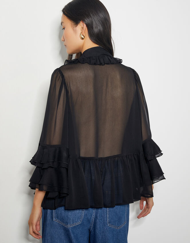 Anais Ruffle Blouse, Black (BLACK), large