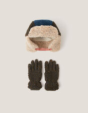 Borg Trapper Hat & Gloves Set, Multi (MULTI), large