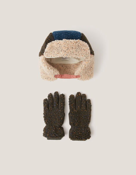 Borg Trapper Hat & Gloves Set, Multi (MULTI), large