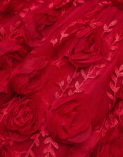 Baby Velvet 3D Roses Dress, Red (RED), large