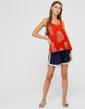 Anasi Woodblock Cami Top in Organic Cotton, Red (RED), large