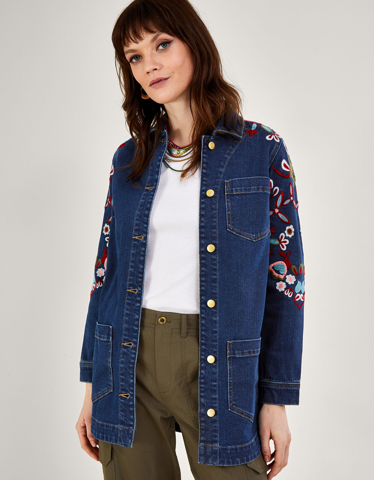 Ladies longline denim top jacket
