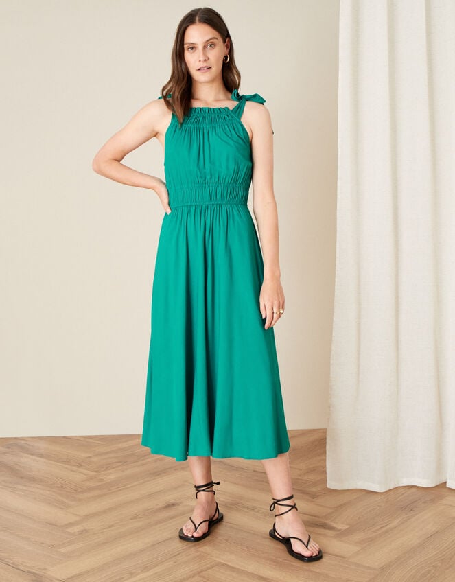 Plain Halter Midi Dress , Green (GREEN), large