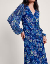 Micola Print Mesh Dress, Blue (BLUE), large