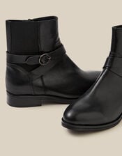 Elie Leather Ankle Boots, Black (BLACK), large