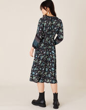 Floral Midi Dress in LENZING™ ECOVERO™, Black (BLACK), large