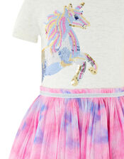 Disco Nina Unicorn Tie-Dye Dress, Ivory (IVORY), large