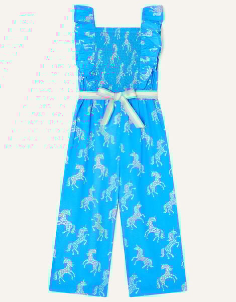 Unicorn Print Jumpsuit, Blue (BLUE), large