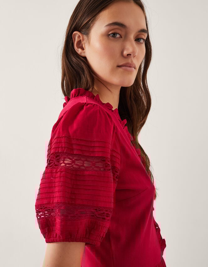 Wendy Tiered Midi Dress, Red (RED), large