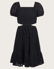 Lace Cut Out Dress, Black (BLACK), large